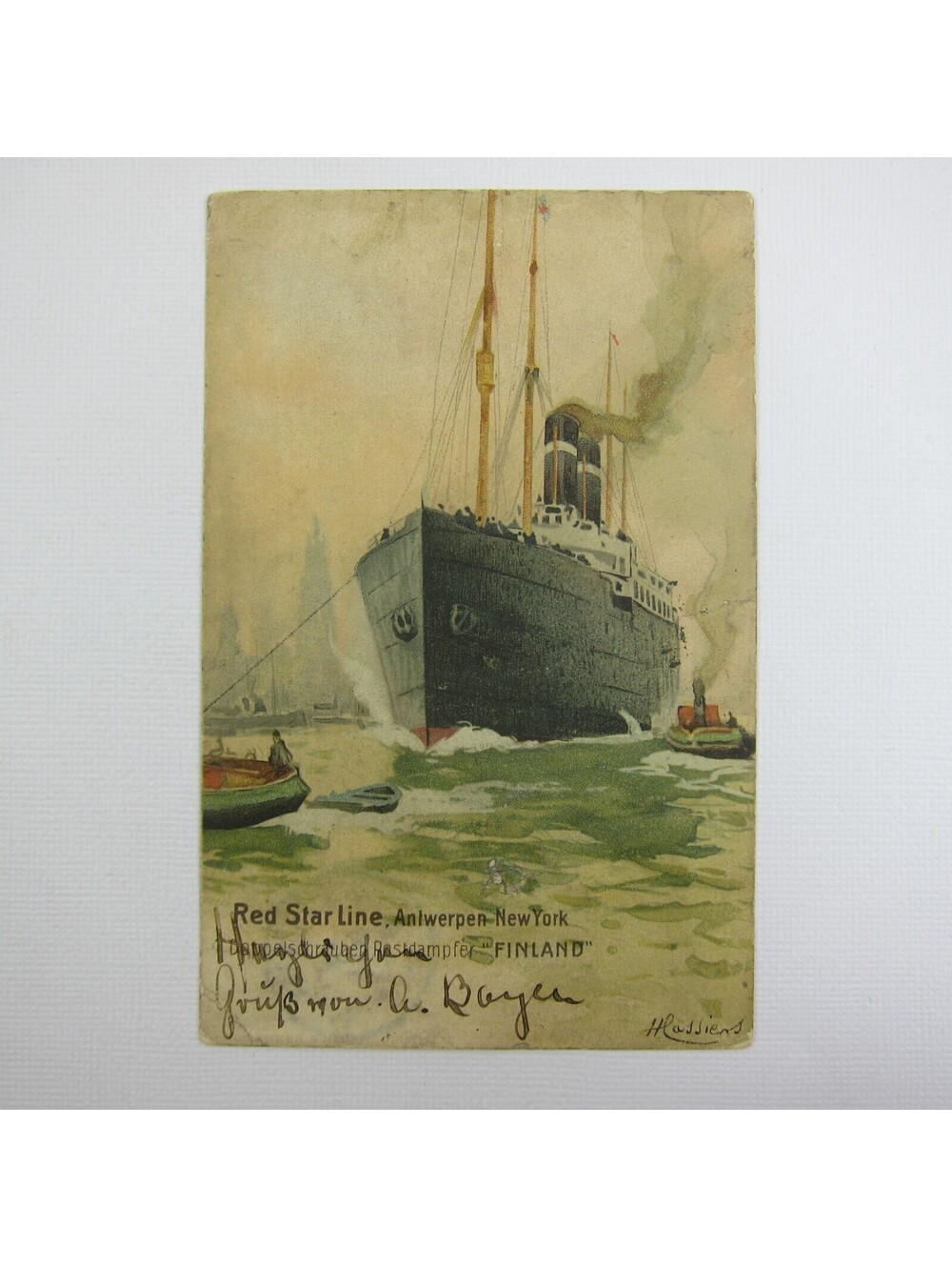 Antique 1905 Steamship Postcard Steamer SS Finland Red Star Line